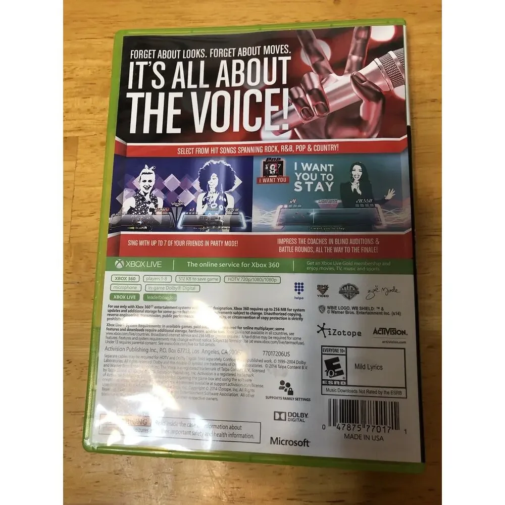 Activision Xbox 360 Video Game The Voice I‎ Want You 2014